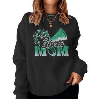 Cheer Mom Biggest Fan Cheerleader Black Green White Pom Pom Women Sweatshirt - Thegiftio UK