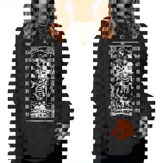 The Cheerleader Tarot Card Girls Skeleton Cheer Mom Women Sweatshirt - Seseable