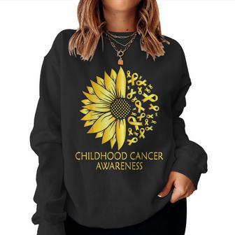 Childhood Cancer Awareness Yellow Sunflower Gold Ribbon Women Sweatshirt - Thegiftio UK