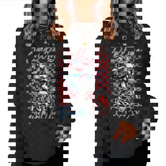 Chill The Fourth Out Skeleton Retro 4Th Of July Women Women Sweatshirt | Mazezy
