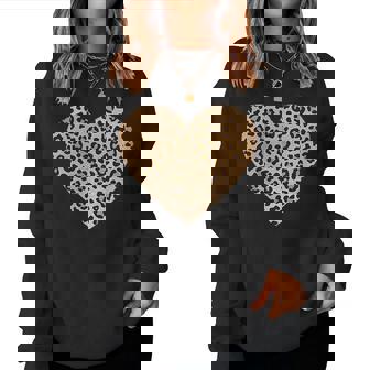 Cœur Léopardur La Poitrine Motif Léopard Jolie Fille En Forme De Cœur Sweat-shirt pour femme - Cadeauxyz