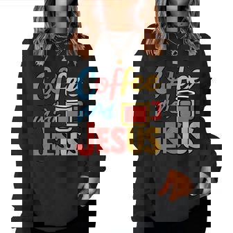 Coffee And Jesus Awesome Christian Caffeine Lover Church レディーススウェットシャツ - Kawaiitshirt