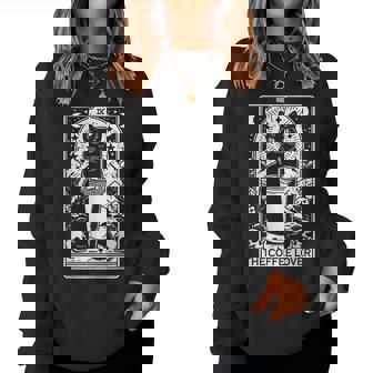 The Coffee Lover Cat ビンテージ ゴシック タロットカード レディーススウェットシャツ - Kawaiitshirt