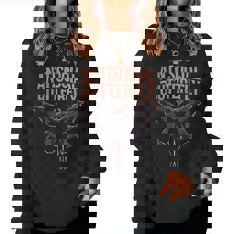 Cryptid Cryptozoology Mothman Introvert -Adults Butterfly Black Small Crew Neck Classic Fit Short Sleeve Polyester 100 Printed Blended Fabric Women Sweatshirt | Seseable FR