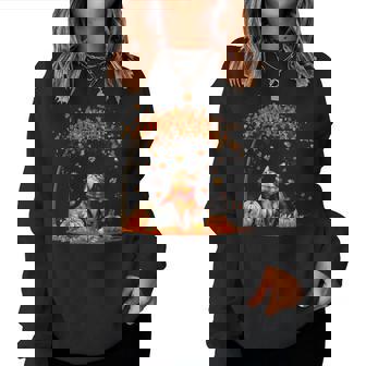 Cute Cat Leaf Fall Autumn For Cat Lovers Women Sweatshirt - Monsterry