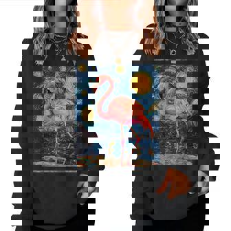 Cute Flamingo Van Gogh Style Starry Night Women Sweatshirt - Thegiftio