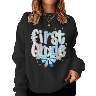 Cute Floral Preppy First Grade Back To School Teacher Girl Women Sweatshirt - Thegiftio UK