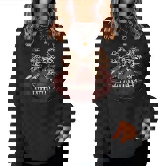 Cute Football Coquette Bow Cute Football Mom Women Sweatshirt | Mazezy