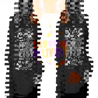 Cute Halloween Labor And Delivery Nurse Halloween L&D Nurse Women Sweatshirt | Mazezy