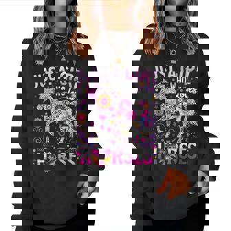 Cute Horse Colorful Just A Girl Who Loves Horses Women Sweatshirt | Seseable CA