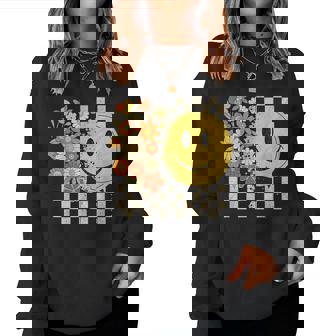 Cute Smile Face Flower Happy Face Flowers Checkered Girls Women Sweatshirt - Thegiftio