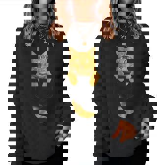 Cute Tabby Cat Pocket Cat Mom Cat Dad Cat Lover Women Sweatshirt - Thegiftio