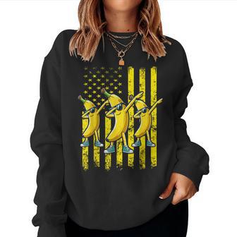 Dabbing Banana Retro American Flag Banana Lover Women Women Sweatshirt - Thegiftio UK
