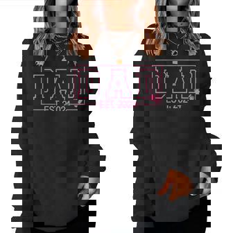 Dad Est 2024 Girl First Fathers Day 2024 Promoted To Daddy Women Sweatshirt | Mazezy