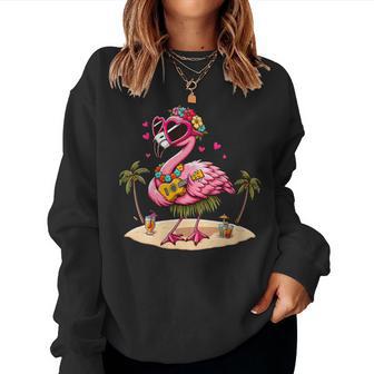 Damen Flamingo Hawaii-Kostüm Kinderommer Urlaub Flamingo Mit-Ausschnitt Sweatshirt Frauen - Geschenkecke