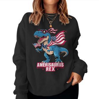 Dinosaur 4Th Of July Boys Girls Amerisaurus T Rex Women Sweatshirt - Thegiftio UK