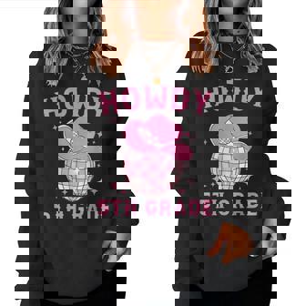 Disco Cowboy Howdy 5Th Grade Teacher Western Back To School Women Sweatshirt - Thegiftio