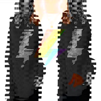 Distressedintage Rainbow Lightning Bolt Lgtbq Pride Women Sweatshirt - Novitaregali