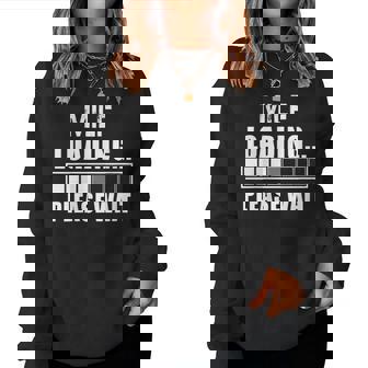 Divertido Milf Cargando Por Favor Esperar Día De La Madre Esposa Cuello Sudadera Mujer - Regaloses