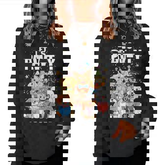 Dog Mom Birthday Dog Bday Boy Girl Let's Pawty Birthday Women Sweatshirt - Thegiftio