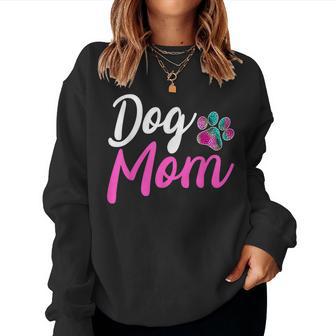Dog Mom Leopard Dog Lover Paw Dog Mom Women Sweatshirt - Thegiftio UK