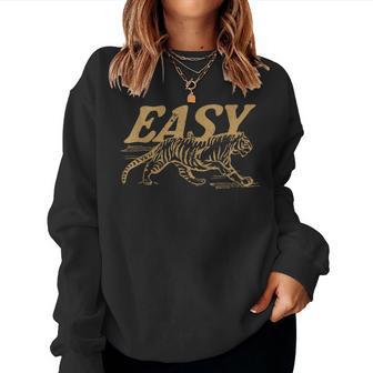 Easy Tiger Vintage Distressed Tiger Trendy Grunge Indie Boho Women Sweatshirt - Thegiftio UK