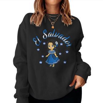 El Salvador Proud Salvadoran Hispanic Woman Girl Women Sweatshirt - Thegiftio UK