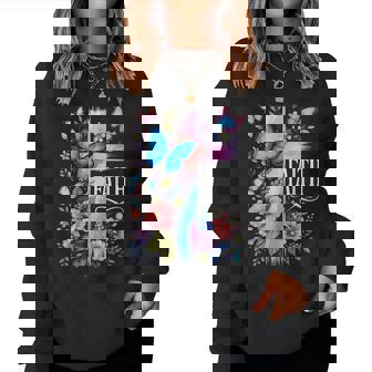 Faith Christian Floral Butterflies Christ Religious Jesus Women Sweatshirt - Monsterry