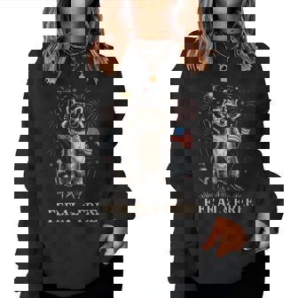 Feral But Free Fireworks Feral Summer Raccoon 4Th Of July Women Sweatshirt - Thegiftio