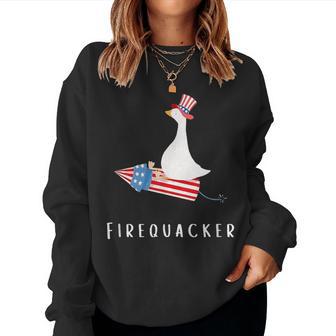 Firequacker 4Th Of July Patriotic Silly Goose Boy Girl Women Sweatshirt - Thegiftio UK