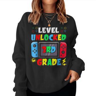 First Day Of 3Rd Grade Level Unlocked Game Back To School Women Sweatshirt - Thegiftio UK