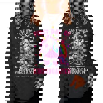 First Day Of Kindergarten Unicorn Back To School Girl Outfit Women Sweatshirt - Monsterry