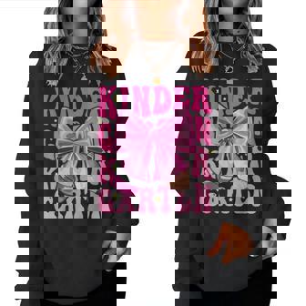 First Day Of School Kindergarten Girls Coquette Bow Teacher Women Sweatshirt | Mazezy