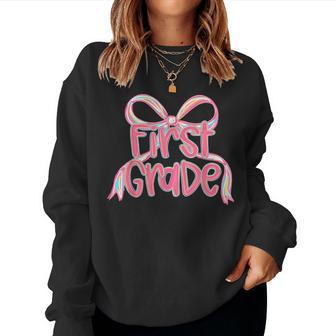 First Grade Coquette Bow Back To School First Day Of School Women Sweatshirt - Thegiftio UK