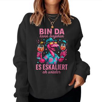 Flamingo Bin Da Kann Losgehen Es Eskaliert Eh Wieder Party Sweatshirt Frauen - Geschenkecke