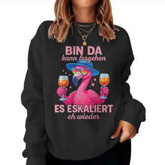 Flamingo Bin Da Kann Losgehen Oktoberfest Lederhosen Party Sweatshirt Frauen - Geschenkecke