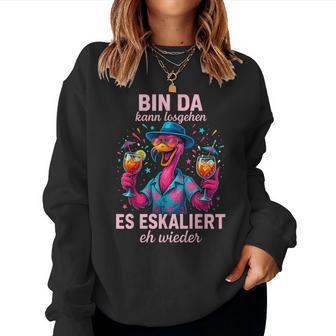 Flamingo Bin Da Kann Losgehen Oktoberfest Lederhosn Party Sweatshirt Frauen - Geschenkecke