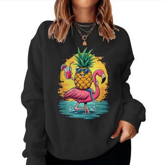 Flamingo Und Ananastrand Hawaiian Jungen Intage Sweatshirt Frauen - Geschenkecke