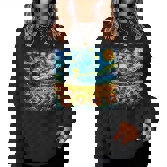 Flor Floral De Girasol Estiloan Gogh Arte De Noche Estrellada Sudadera Mujer - Regaloses