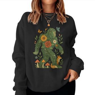 Floral Bigfoot Cottagecore Botanical Nature Lover Fairycore Women Sweatshirt | Seseable CA