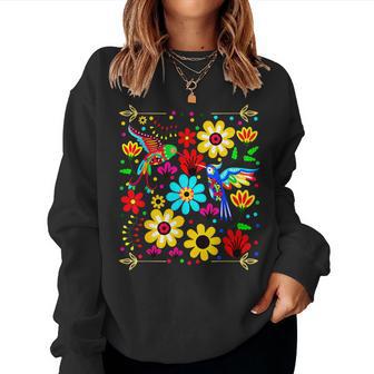 Floral Bird Otomi Mexican Style Mexicano Mexicana Women Sweatshirt - Thegiftio UK