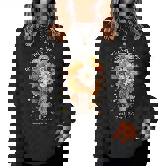 Floral Fall Autumn Pumpkin Christian Give Thanks To The Lord Women Sweatshirt - Thegiftio