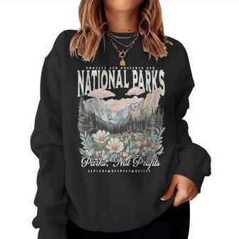 Floral Protect Our National Parks Retro Nature Conservation Women Sweatshirt - Thegiftio UK