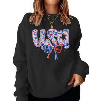 Floral Usa Patriotic American Flag 4Th Of July Girls Women Sweatshirt - Thegiftio UK