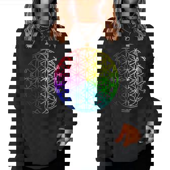 Flower Of Lifeacred Geometry Yogaフラワーオブライフ神聖幾何学瞑想ヨガ レディーススウェットシャツ - Kawaiitshirt