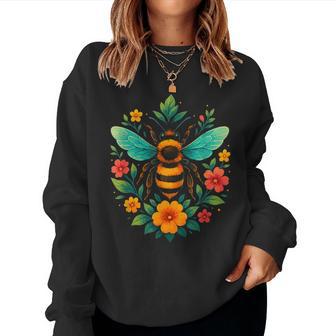 Flowers Beekeeping Beekeeper Floral Honey Bee Lover Women Sweatshirt - Thegiftio UK
