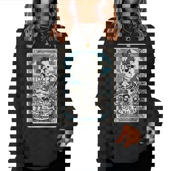 Football Mom Tarot Card Skeleton Football Mama Women Sweatshirt - Monsterry