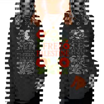 Free Palestine Flower Palestine Clothing Support Gaza Women Sweatshirt - Monsterry