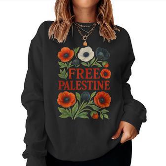 Free Palestine Flower Palestine Clothing Support Gaza Women Sweatshirt - Thegiftio UK
