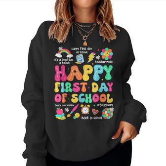 Back To School Teacher Happy First Day Of School Women Sweatshirt - Thegiftio UK